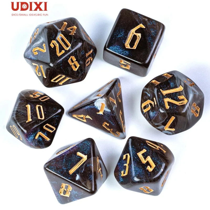 

Udixi Plastic Polyhedral Custom Acrylic Dungeons and Dragons dnd d & d Dice rpg set Brown, Multi-colored
