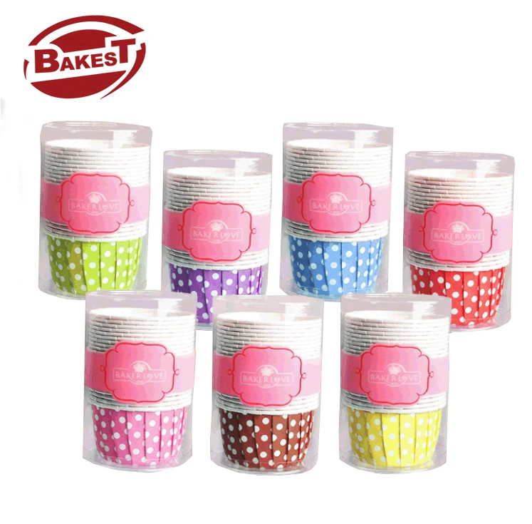 

Bakest Colorful Dot Greaseproof Round Paper Cake Cup Cupcake Liners, Multi colors