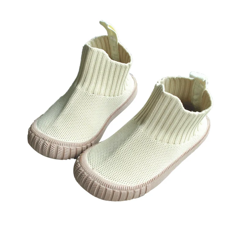 

2021 Casual fly-knit children's short boots high-top breathable soft sole cover foot socks boots