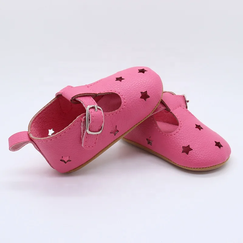 

Mary Jane Girl Baby Shoes Non-Slip Rubber PU Toddler Girl T-Strap Newborn Baby Shoes, Optional