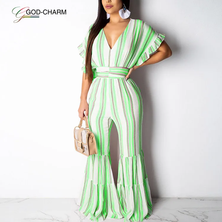 

*GC-66862879 2020 new arrivals High Waist Ruffle Wide Wholesale sexy Leg Pants Women Casual Summer Jumpsuits And Rompers