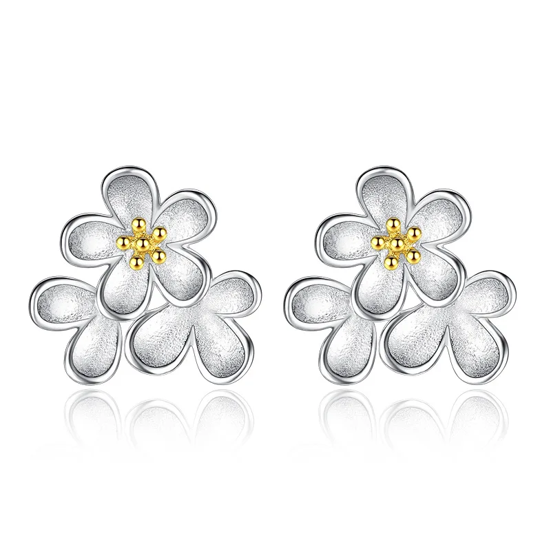 

Sun flower silver plated earrings, peony lotus small daisy earrings, female fresh chrysanthemum flower earrings