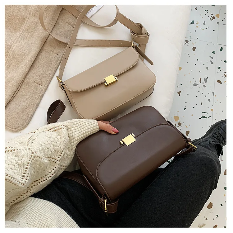 

2021 New PU material retro elegant button shoulder bag wholesale girls shopping wallet and phone handbags, 3 colors