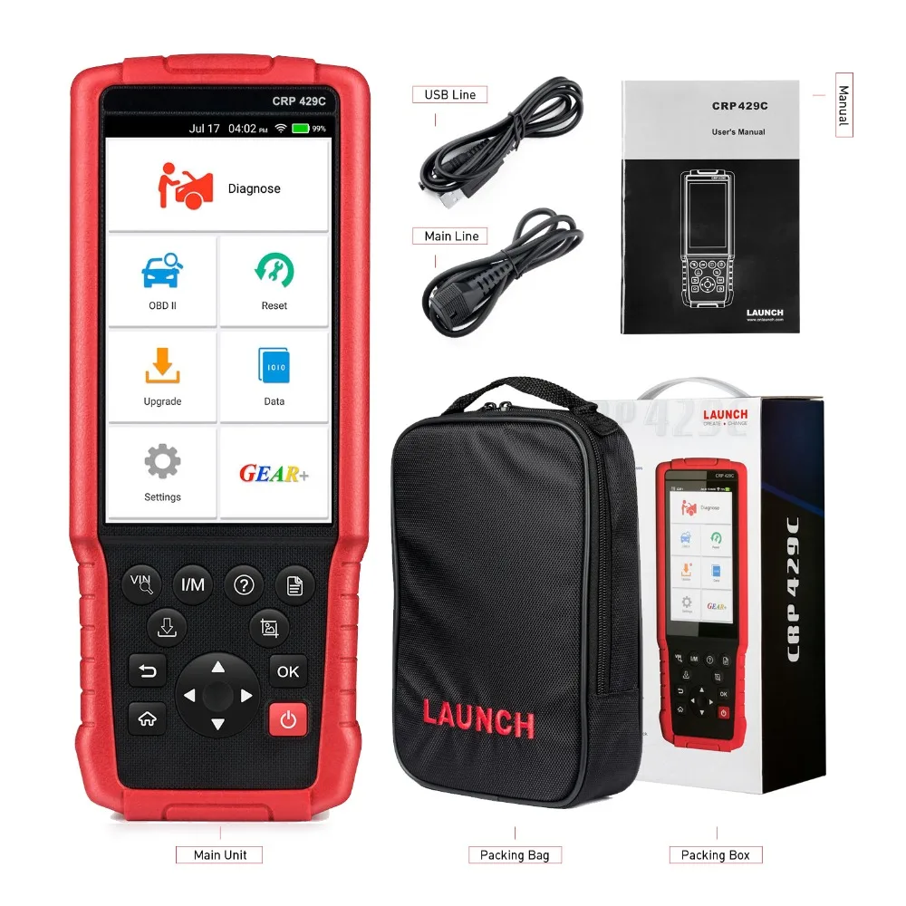 

Free Shipping LAUNCH X431 CRP429C OBD2 Code Reader Scanner Auto Diagnostic Tool For Testing /ABS/Arbag/AT 11 Reset Function