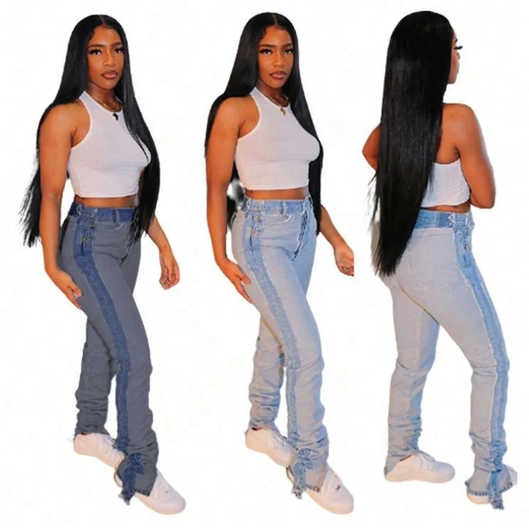 

Best Design Women Fashion Clothing Woman Casual Denim Bottoms Ladies Jeans Trousers Stacked Pants