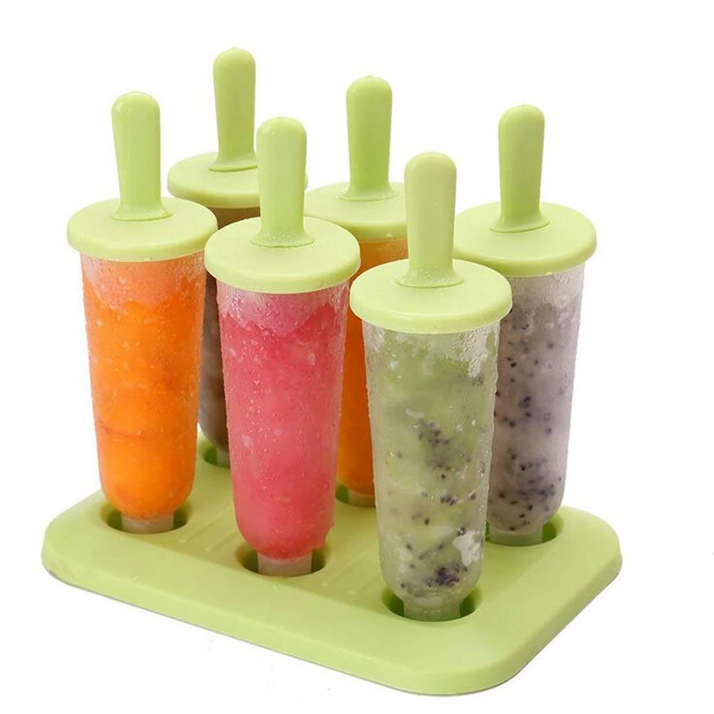 

6 Ice Pop Food Grade PP Maker Mold Popsicle Dessert Ice Cream Frozen Pops Cake Kitchen Summer Ice Accessories