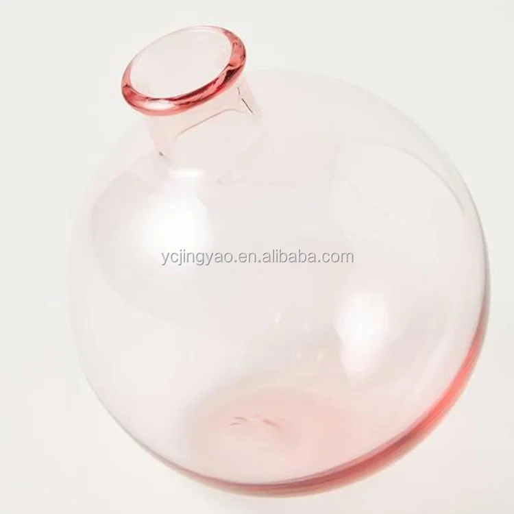 

Handblown Borosilicate Small Round Sphere Blush Recycled Glass Flower Bud Vase for Home Decorative, Pink