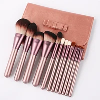 

12pcs set micro whiskers small grape makeup brushes private label foundation cosmetic brushes leather bag makeup tool