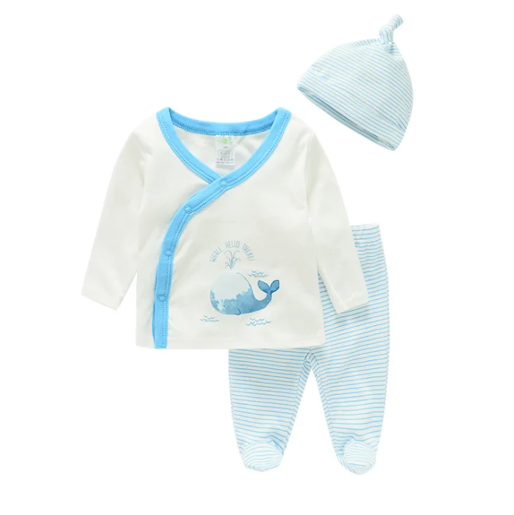 

Newborn Baby cotton Climbing Suit long sleeve 3-piece hat infant clothing breathable material romper babe toddler clothes