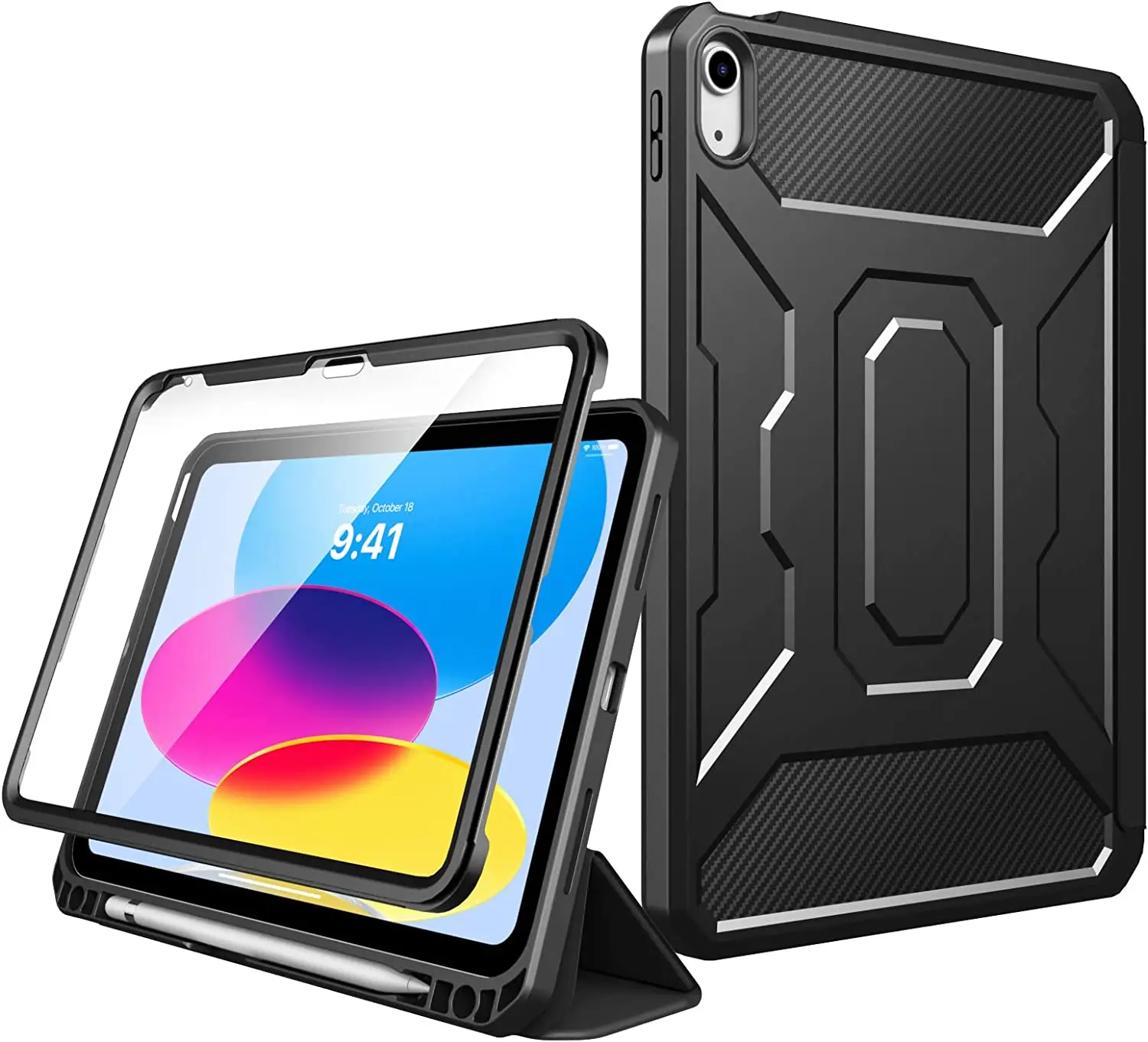 MoKo Case for iPad 10th Gen 2022 10.9 inch  with Apple Pencil Holder and Built-in Screen Protector Full-Body Shockproof
