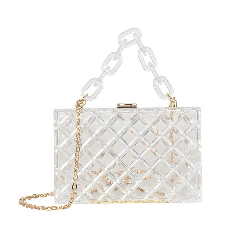 

REAL FORT 2021 Summer colorful fashion transparent jelly puse ladies luxury handbag clear box acrylic purse, Custom made