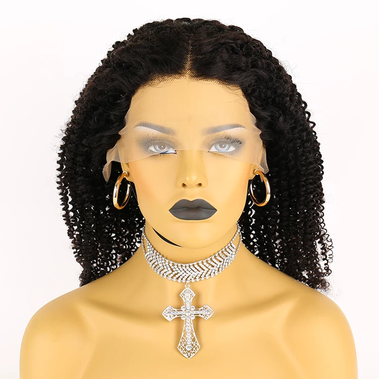 

Merry Hair T Part Lace Wig Kinky Curly Human Hair Wig For Women Natural Color Brazilian Non-Remy 13x1 Lace Part Human Hair Wigs
