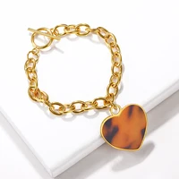 

BAOYAN Vintage Stainless Steel Gold Chain Bracelet Big Leopard Heart Charm Bracelet