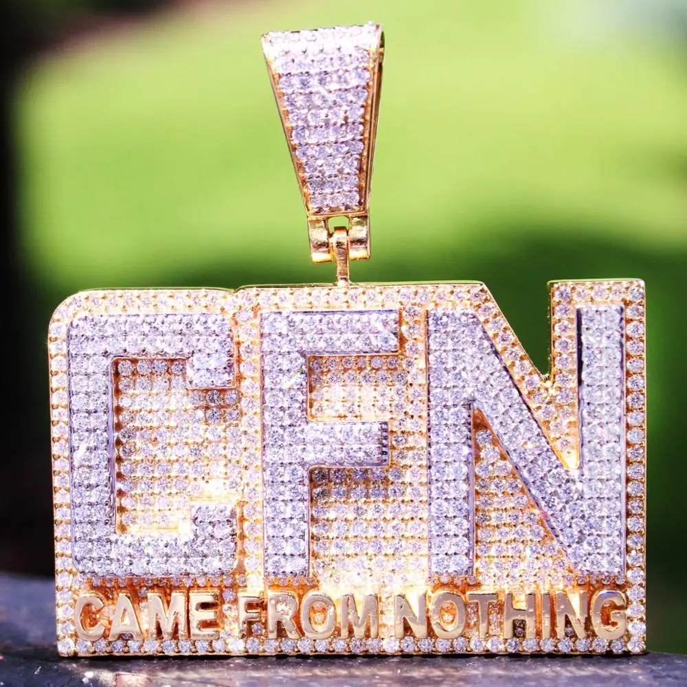 
hiphop style custom jewelry 925 sterling silver hand paving diamond double layer custom pendant 