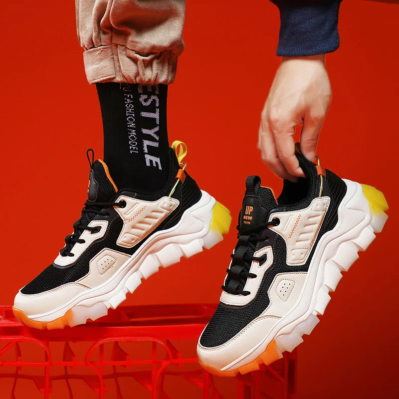 

Fashion sneakers 2021 high quality spring new color matching breathable outdoor sport shoes microfiber men casual shoes, Black-purple,black-blue,beige