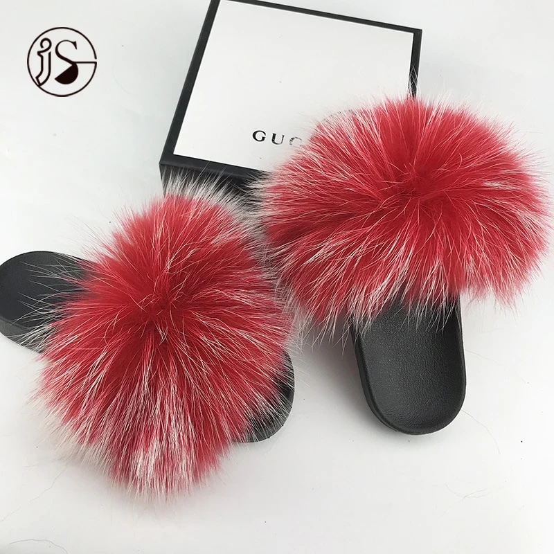 

2021 Fashion Various fuzzy furry slides comfy popular Plush women slippers colorful comfy fur slippers 2021, Picture