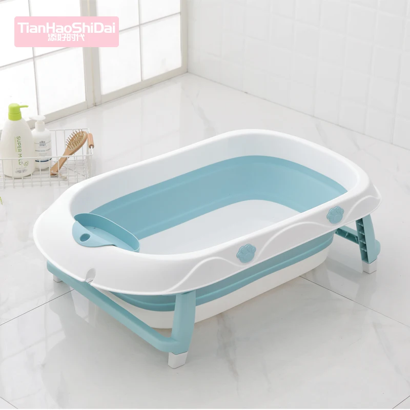 

Folding baby bath tub collapsible for new born, Blue/purple