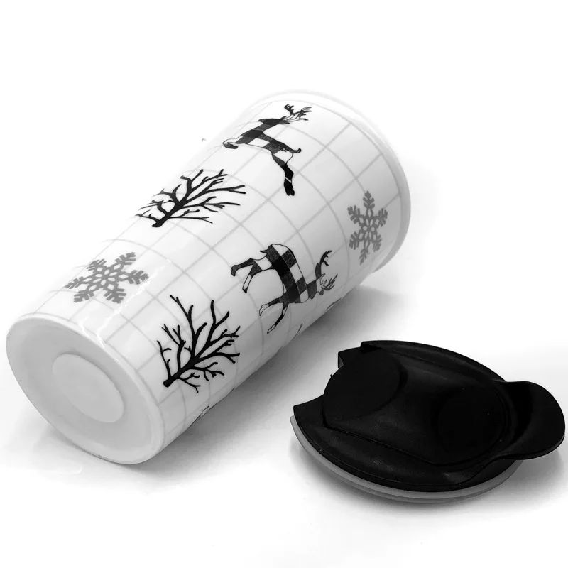 

customized low MOQ Ceramic double wall cup personalizadas de ceramica caneca tazas