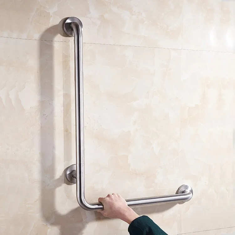 bathroom-grab-bars-ada-7W016-user-hand-gripping-horizontal-arm-beige-tile-wall-brushed-stainless
