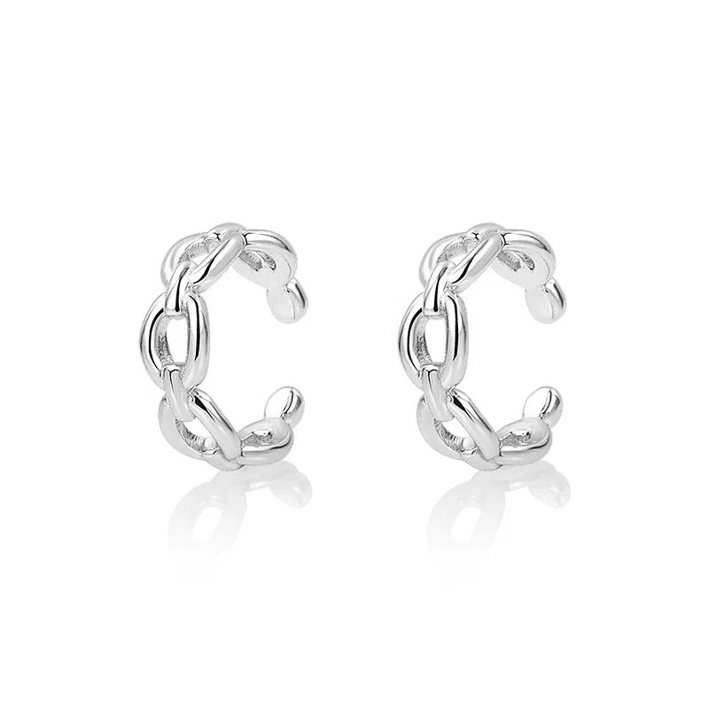 

Daily wear clip on earrings finding 925 silver rhodium plated cross ear cuff