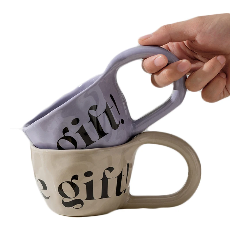 

Creative Hand Pinch Porcelain Breakfast Mugs Cute Big Handle Ceramic Milk Coffee Mugs For Home Office Drinking