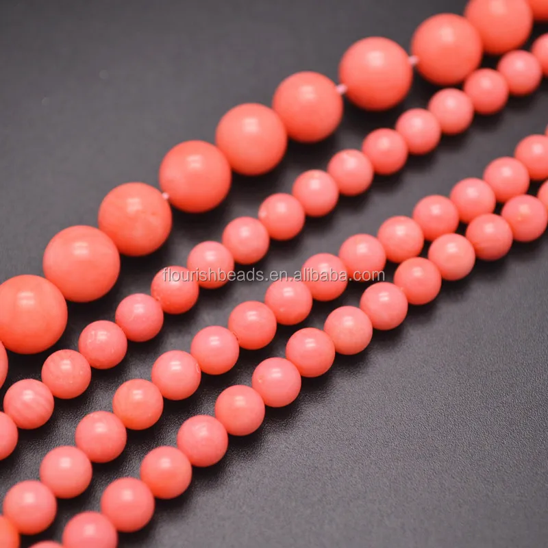 

Pink Color Dyed Sea Bamboo Coral Stone Round Loose Beads Wholesale Jewelry Supplies