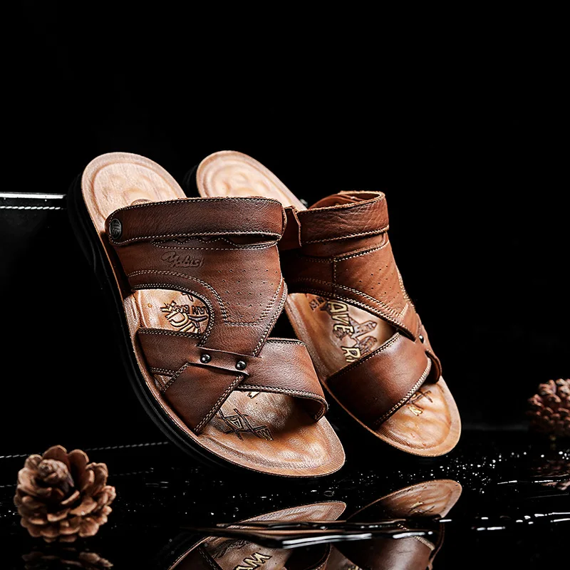 

Beach sandals and slippers summer sandal for men leather Men Roman Comfortable Walking Footwear leather sandals for men