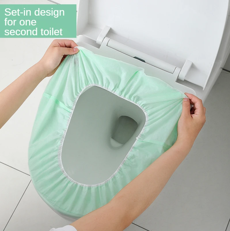 

10pcs/bag Disposable Toilet Cushion Double-layer Film-coated Travel Supplies Maternal Portable Cushion Paper, Green,pink