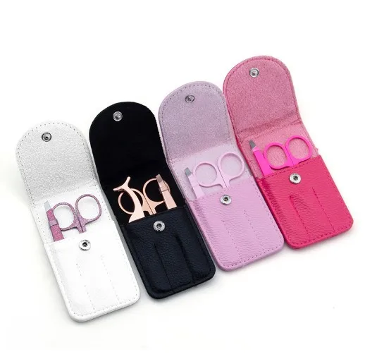 

Custom Logo Stainless Steel Eyelash Tool 2/3 pcs Eyelashes Applicator Eyebrow Tweezers Makeup Scissors Set For False Eyelashes, Supplied