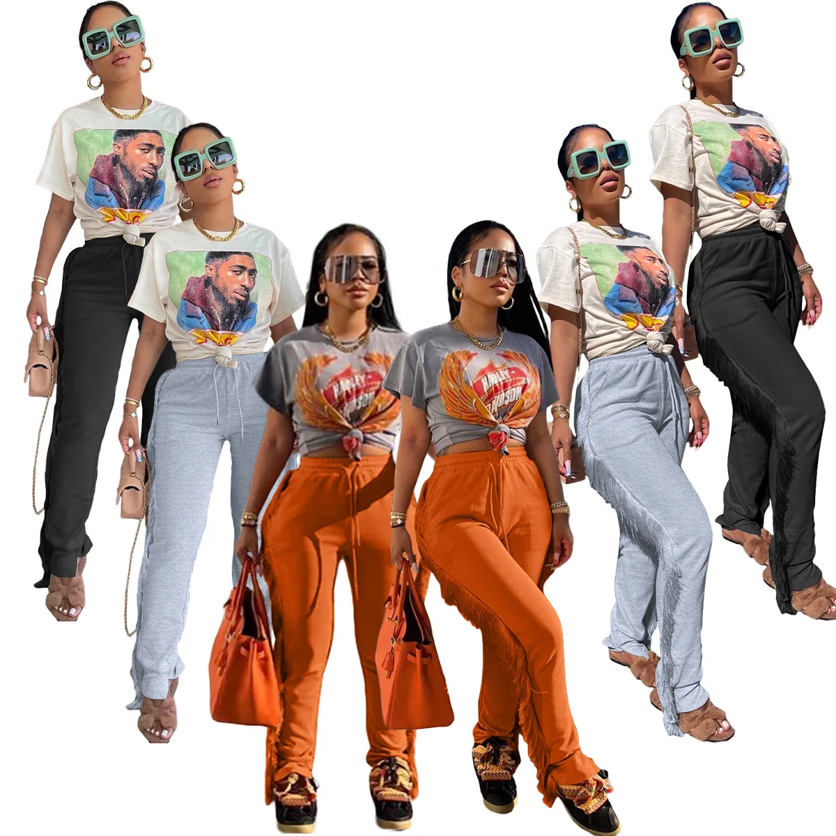 

2022 Winter Women Clothes Plus Size Sweat Joggers Custom Logo Women Flare Pants Cargo Pants Stacked Leggings Sweatpants