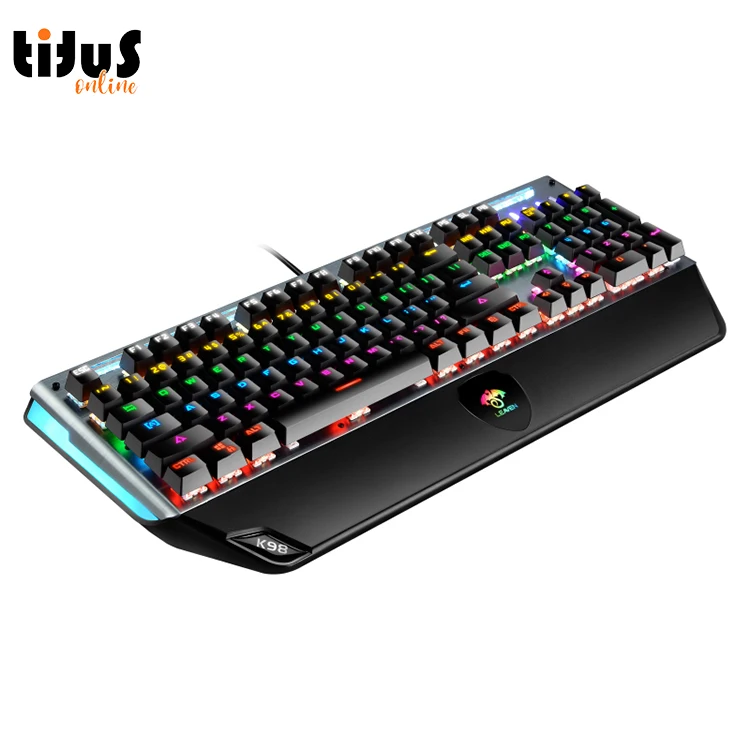 

K98 Cyan Switch Mechanical Gaming Keyboard RGB Backlit Keyboard Rest Pad, Black