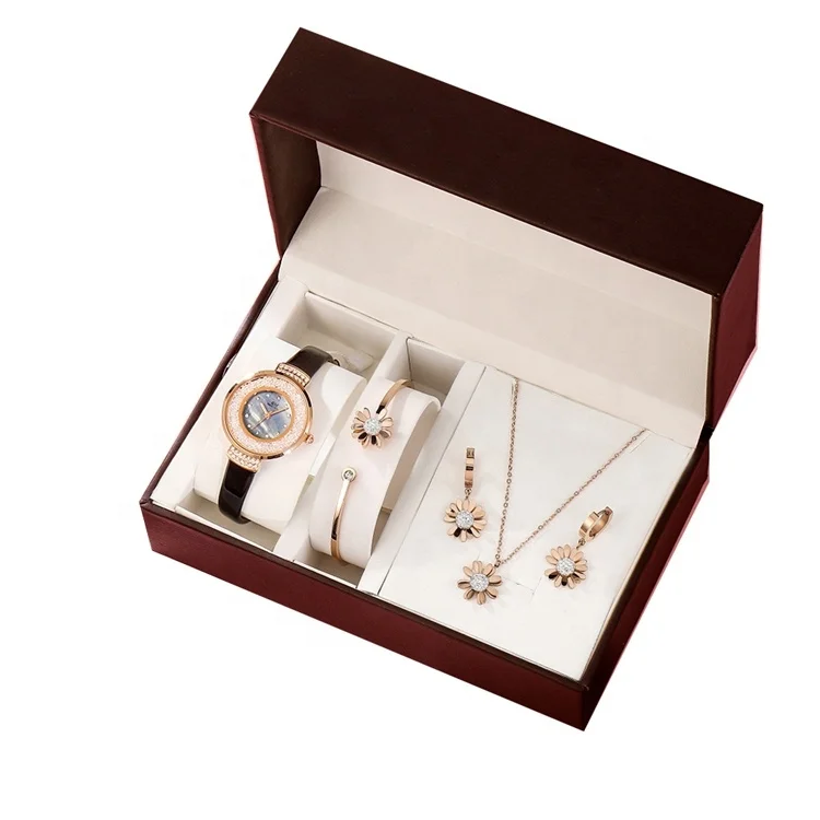 

Luxury Women Bracelet Earrings Watch Gift Sets for Promotion, 4 colors
