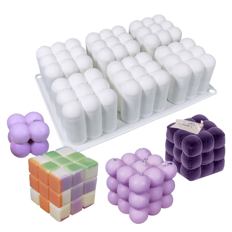 

Baking Mousse Cake Molds 3D Cube Magic Square Cloud Large Bubble Soap Wax Melt Silicone Candle Mold, White