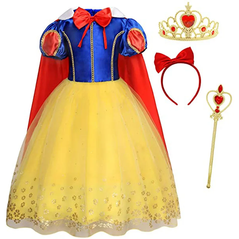 

Princess Costume Dress Princess Party Cosplay Outfits Headband Jewelry Accessories For Little Girls 1-8 Years