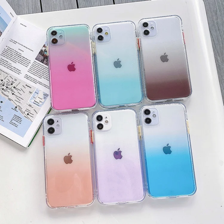 

For iPhone 11 Case Clear Gradient Color Shockproof TPU Transparent Phone Case for iPhone 11 Pro Max
