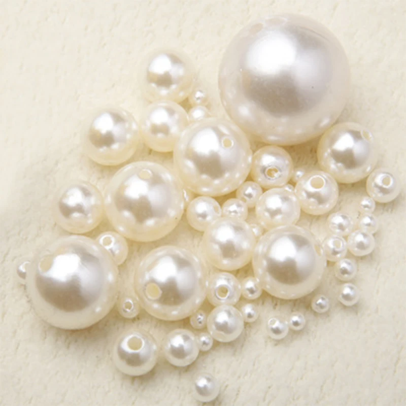 

Wholesale White Round Acrylic Pearl Beads Craft DIY Jewelry Making