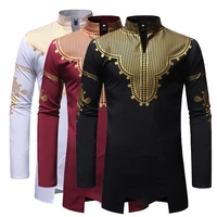 

Factory Price Loose Male Long Sleeve Stand Collar Tribal Shirt Slim African Dashiki