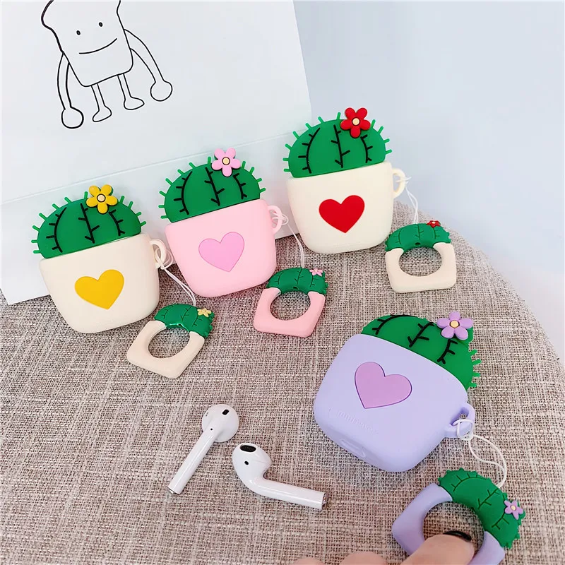 

For Apple Airpods Silicone soft leather cases Cute Cartoon Earphone case, As photo
