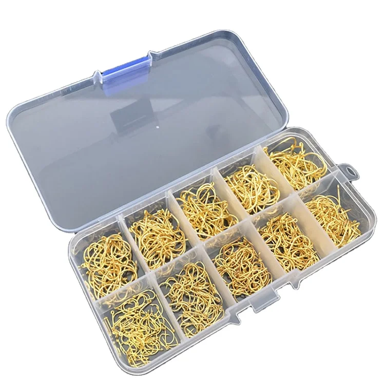 

3#~14# Bulk High Carbon Steel 500pcs Barbed Hooks Fishing Box, Silver