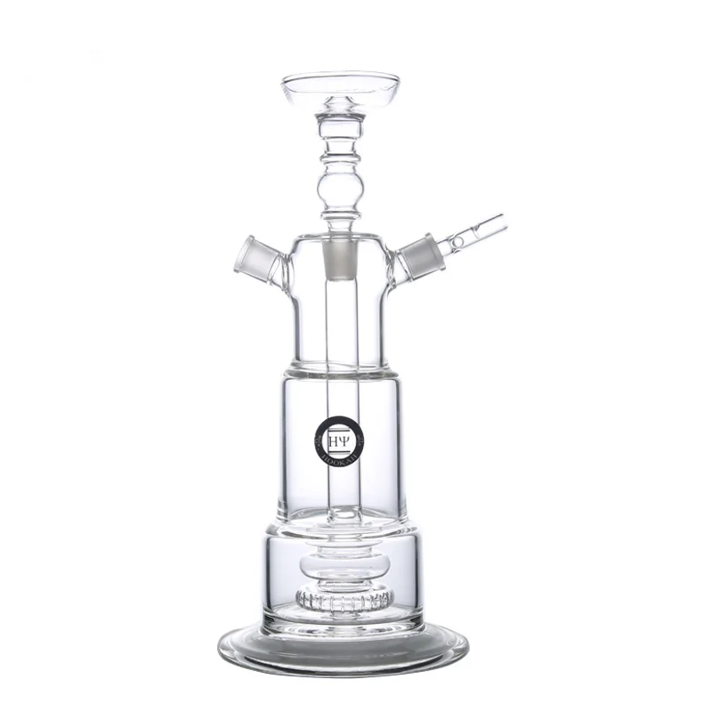 

wholesale new design tower shaped glass hookah shisha LED light smoking glass chicha narguilre with leather suitcase, Clear