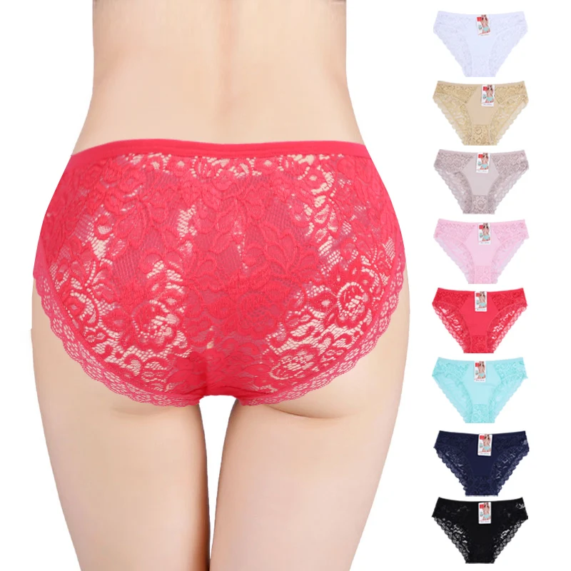 

Hot Sale UOKIN Women's Lace Panties Sexy Hollowed Cotton Underwear Adult High Waist Panties Wholesale, 8 colors