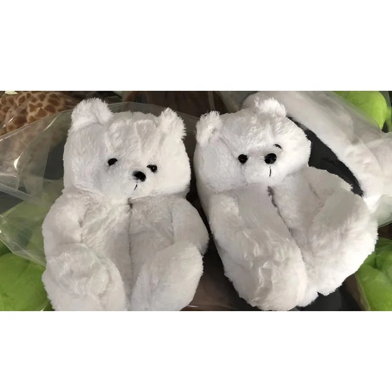 

TL01-4 22 colors Cute Bear Design Women Plush Slippers Winter Fur House Slipper For Ladies, As picture or custom