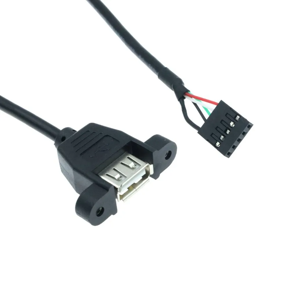 

30CM 5Pin 2.54mm Motherboard Female Header to USB Type A Female Adapter Dupont Extender Cable with Screw Panel Mount Holes