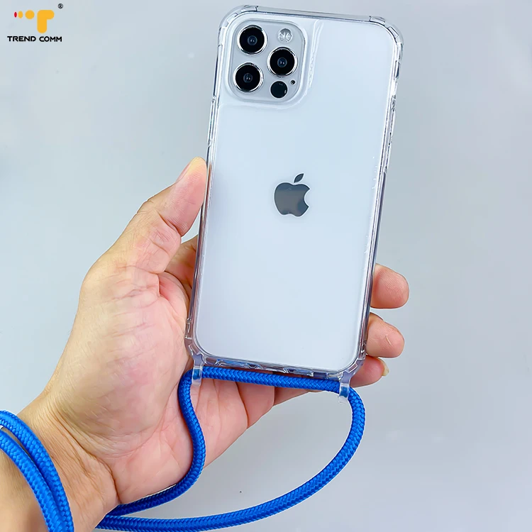 

Stock Detachable Polyester Rope For iPhone 12 Pro Max Clear Acrylic Customised Phone Back Cover