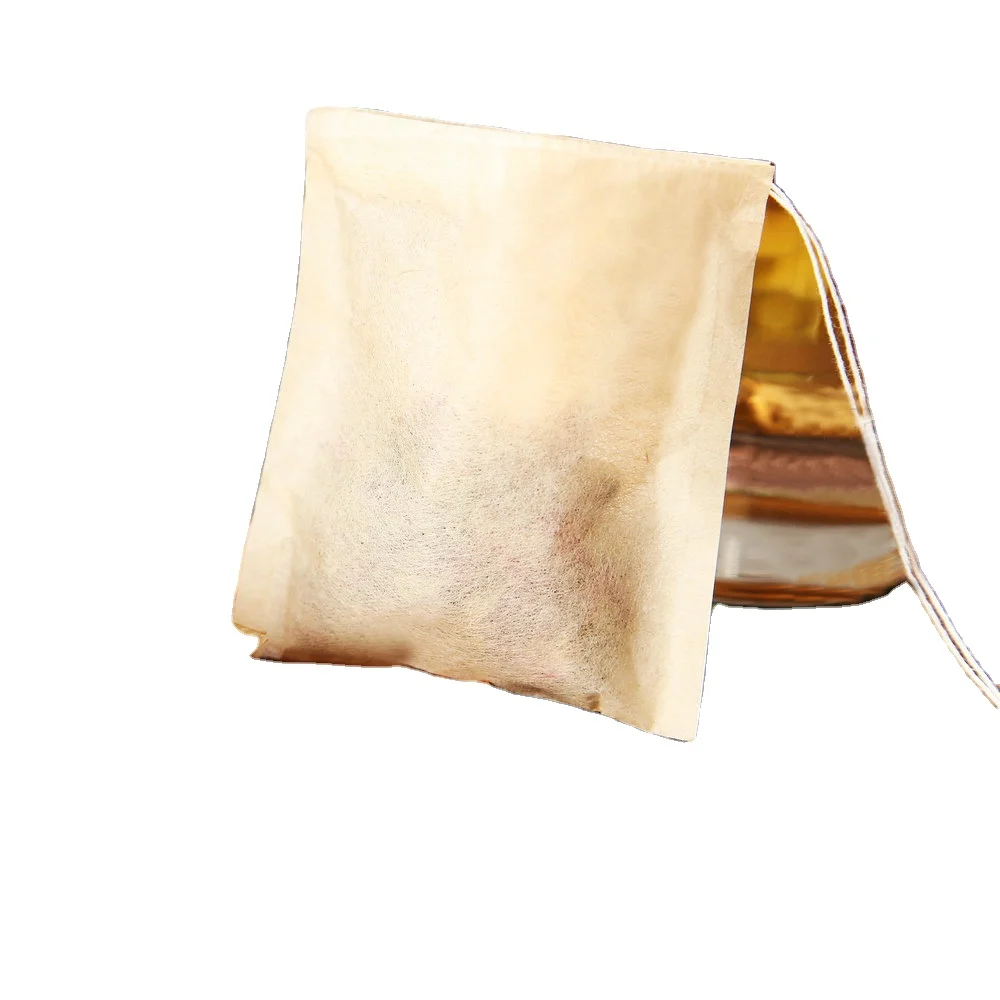 

100pcs/lot Tea Bag Filter Paper Bags Heat Seal Tea Strainer Infuser Wood Drawstring For Herb Loose Tea, Wood color