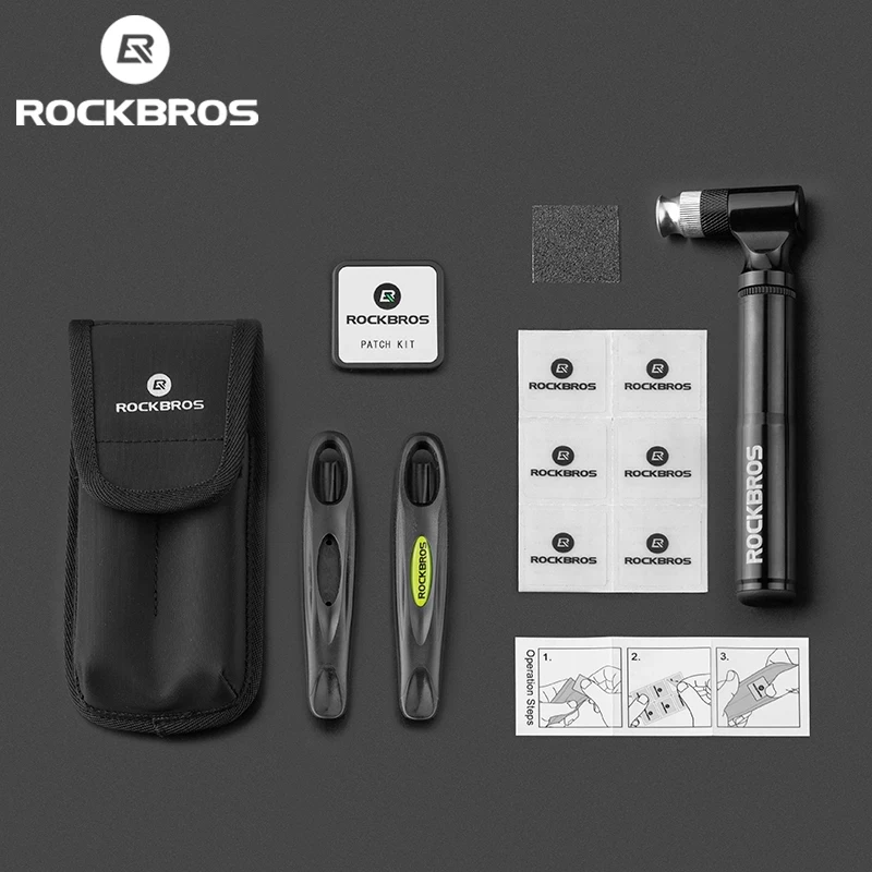 

ROCKBROS Bike Tools Mini Pump Soft Rubber Tire Patch Tire Lever Multitool Protable tool bag Bicycle Repair Tool Kit Accessories