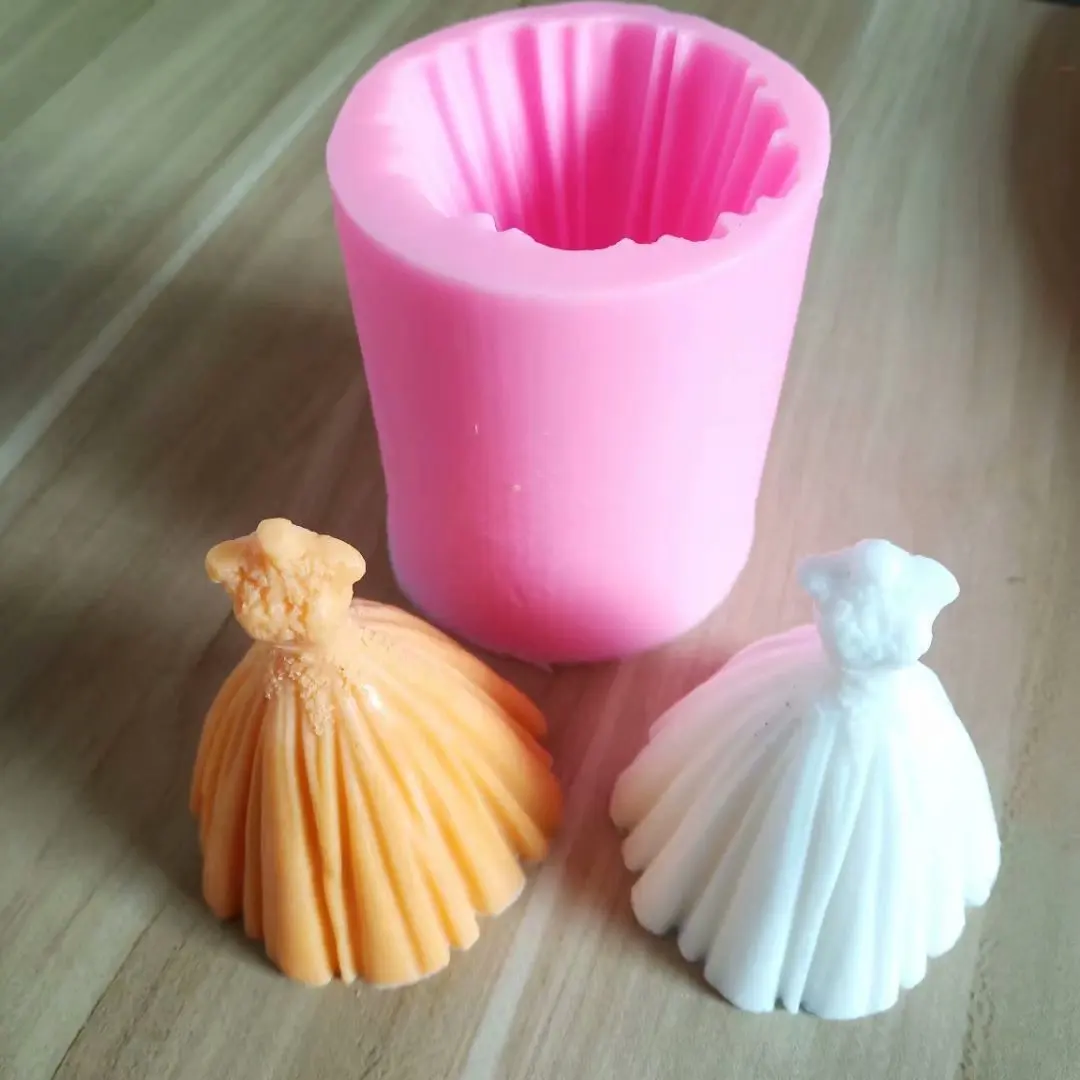 New Arrival Wedding Dress Candle Molds Silicone Fondant Mold