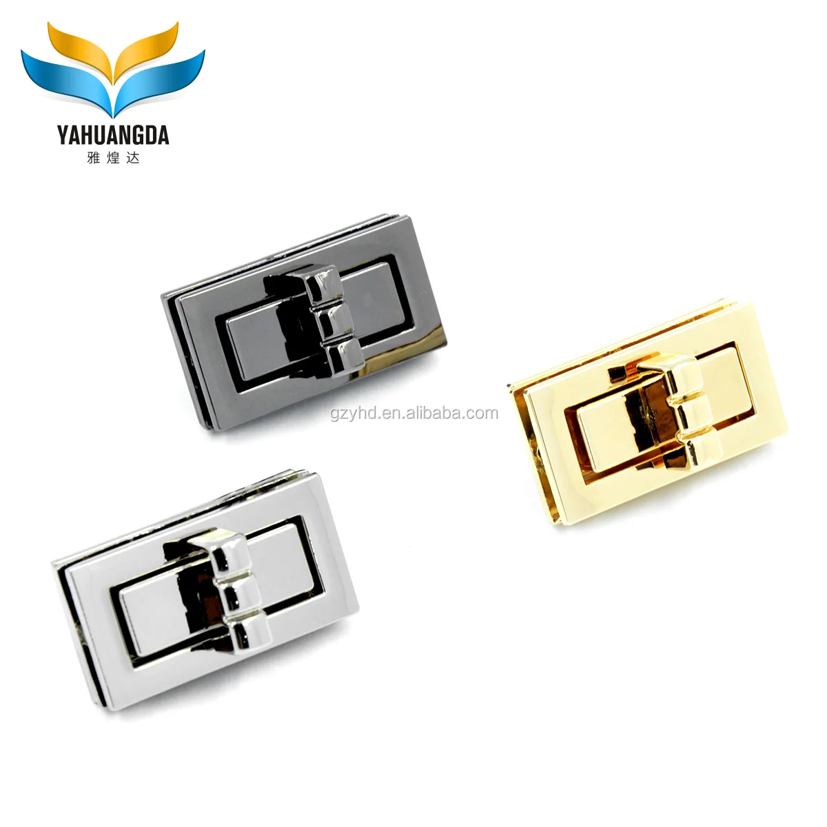 

New Design Metal Bag Hardware Twist Lock Rectangle Handbag Turn Lock for Handbags ZM436, Gold
