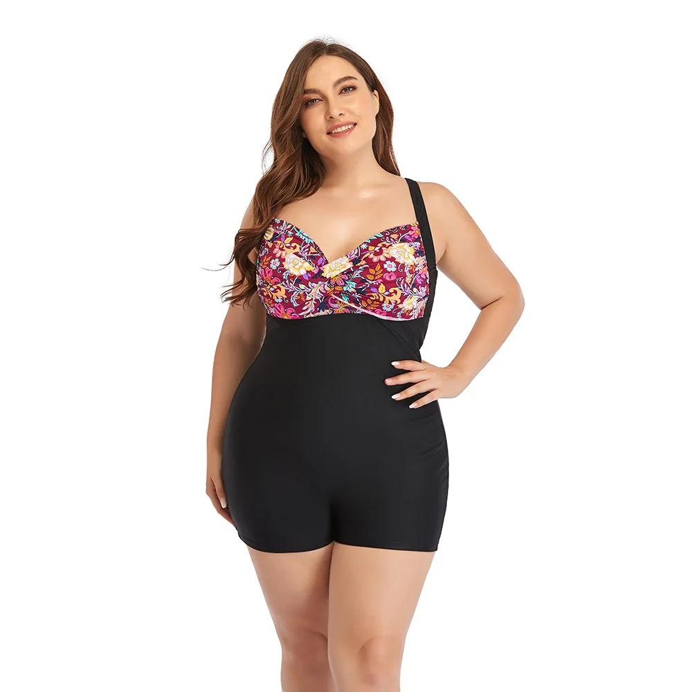 

Fanli Large Size Swimsuit One Piece Swimwear women Plus Big Breast Women Swimsuits 2021 Beach Monokini Print Fat Swim Suit