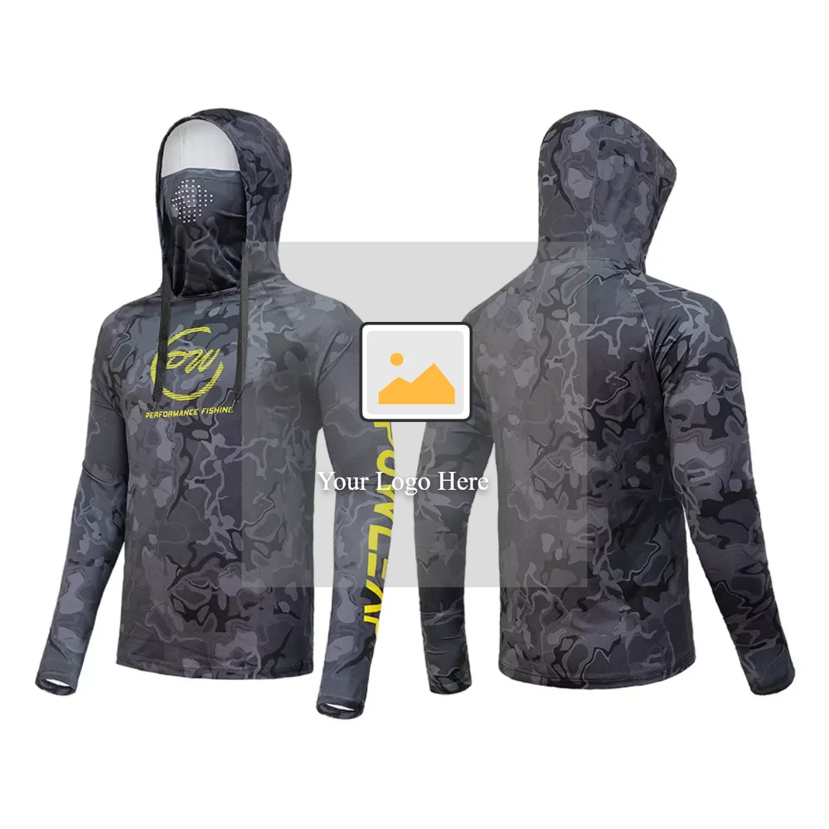 Performance Fishing Hoodie with Face Mask Hooded Sunblock Shirt Sun Shield Long Sleeve Shirt UPF50 Dry Fit Quick-Dry 